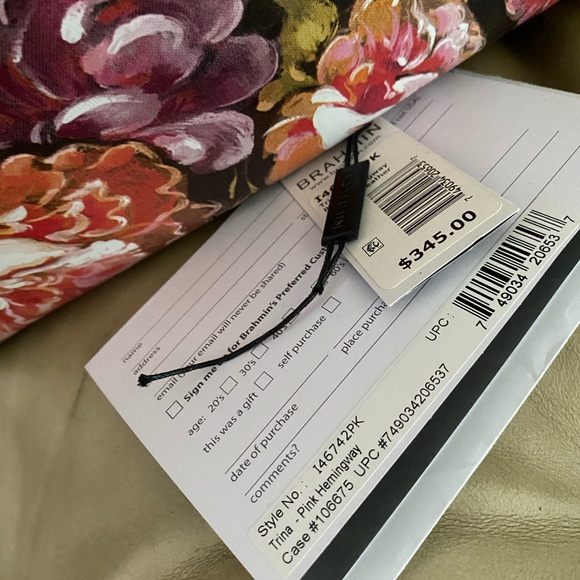 Brahmin Bucket Bag Floral Leather Large Trina Hemingway Pink Concealed Carry - Picture 2 of 16